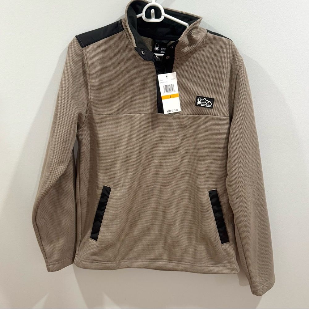 Spyder NWT Men’s Bonded Fleece lined pullover Sweater 1/4-Snap Size small NWT